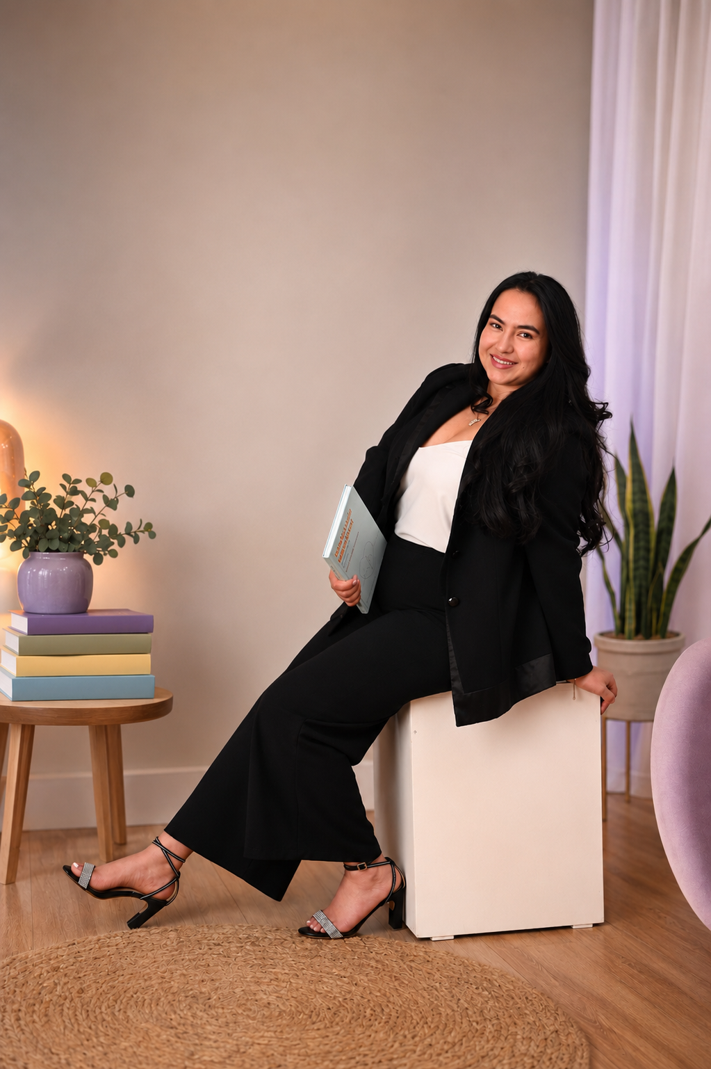 Retrato de cuerpo entero de la psicóloga Yeimy Pérez, creadora de METANOIA · Mente & Vida